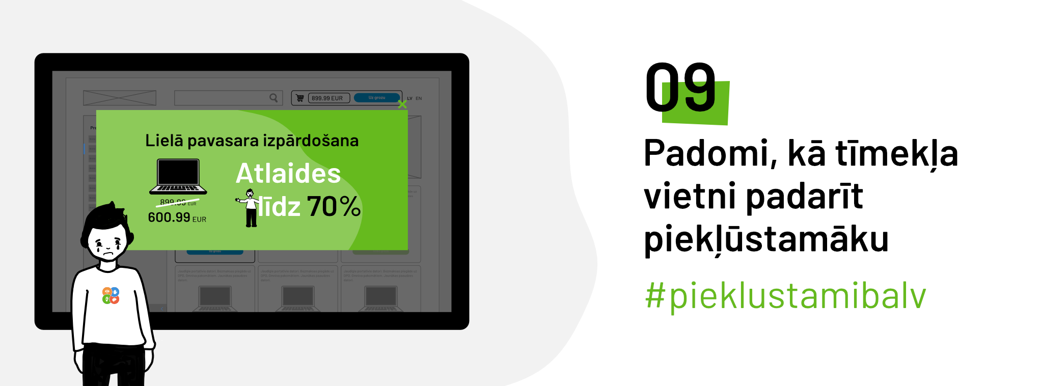Ilustrēts dinamiskais tīmekļa vietnes saturs (baneris), kuru nevar aizvērt, izmantojot tikai klaviatūru, vai neuzzina par kādu būtisku saturu tajā