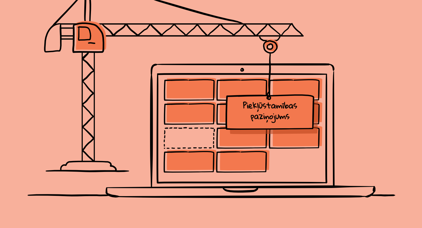 Ceļamkrāns, kas uz datora ekrāna ievieto kartīti ar tekstu 